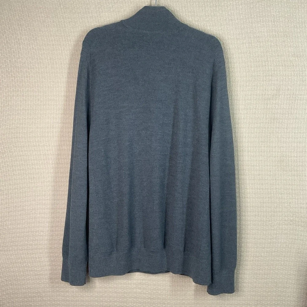 NWOT Banana Republic Sweater Mens XL Gray Wool Blend Henley Mock‎ Neck Grid Knit